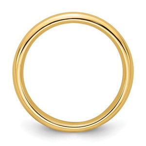 Profile view of 3mm yellow gold wedding band showing the rounded comfort fit interior