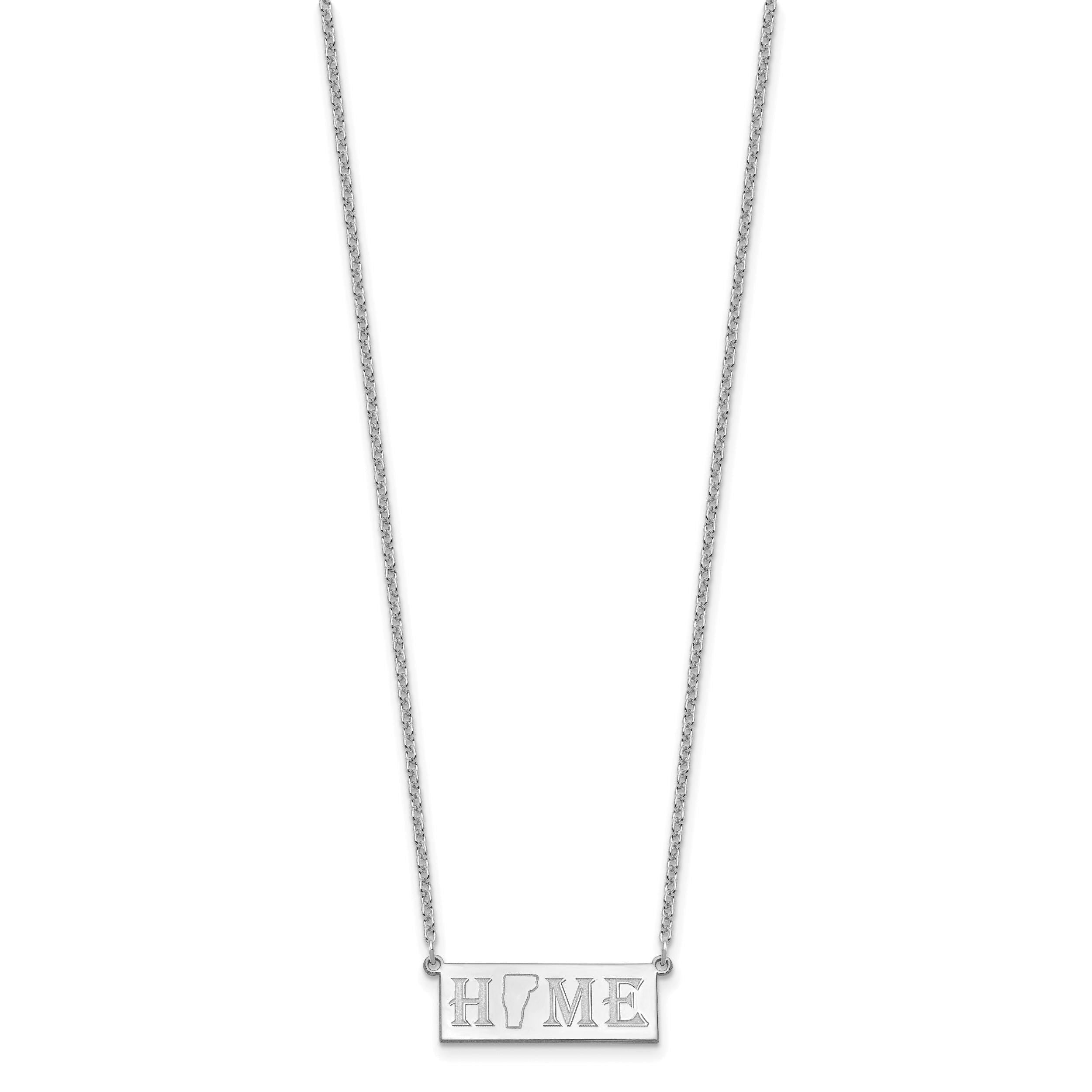 State 'HOME' Pendant Necklace  Sterling Silver, 10k, 14k Gold - Yellow, White, Rose  Dainty Design with Laser Engraving, 18-in Cable Chain