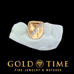 Custom Single Cap Grillz with Diagonal Moissanite Row  Silver or Gold Tooth Cap  Handmade Fit  Impression Kit Included  Made to Order
