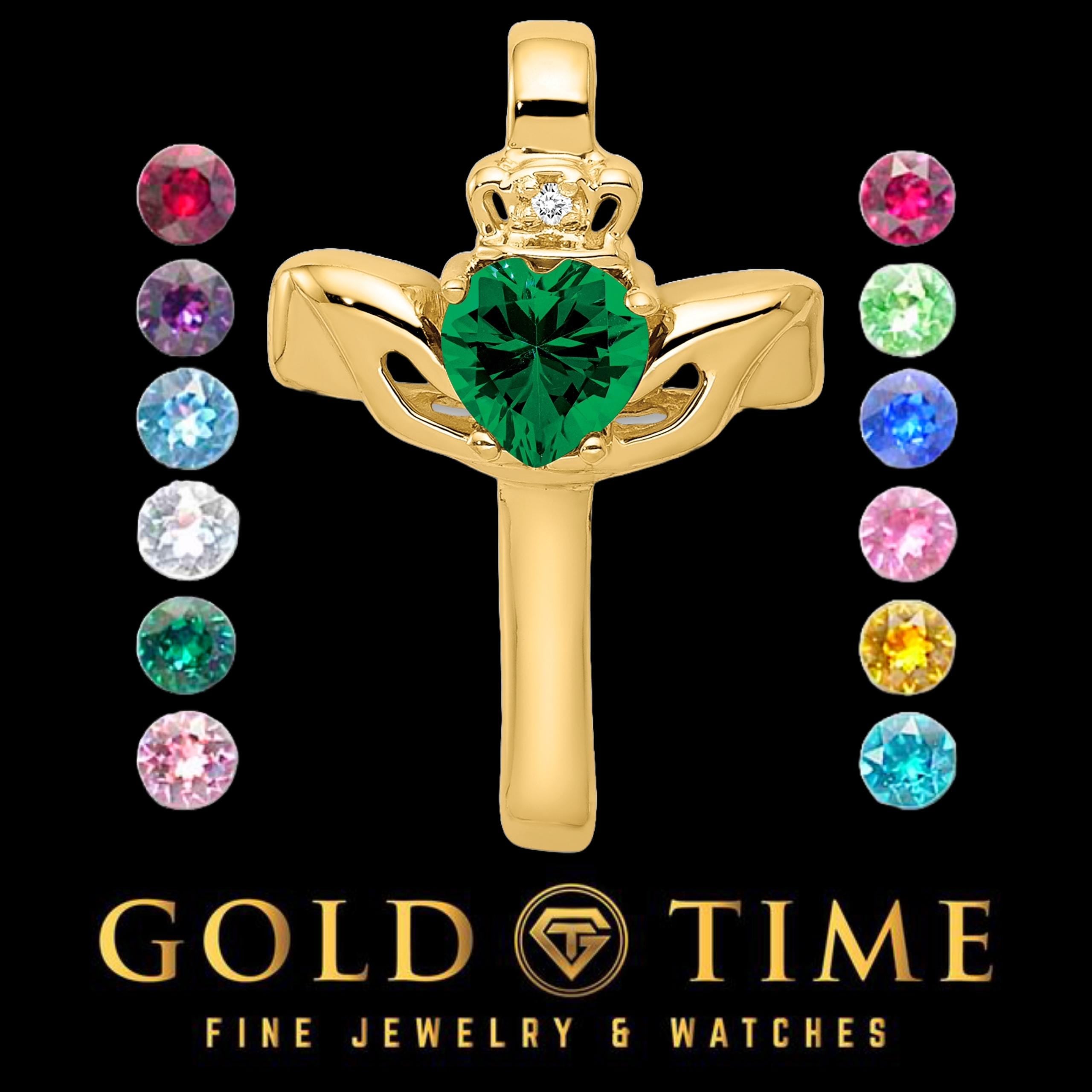 14K Yellow Gold Heart Gemstone Pendant  Diamond Accent, Custom Gemstone Choice, Elegant Fine Jewelry Gift for Women, Includes Gift Box