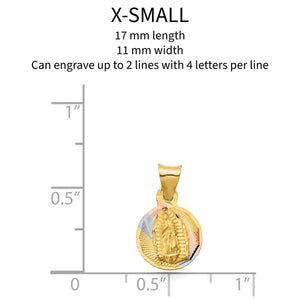 Extra small Lady of Guadalupe pendant, 17mm by 11mm, engraves up to 2 lines of 4 letters
