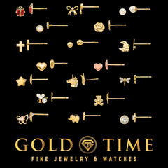 14K Yellow Gold Childrens Stud Earrings