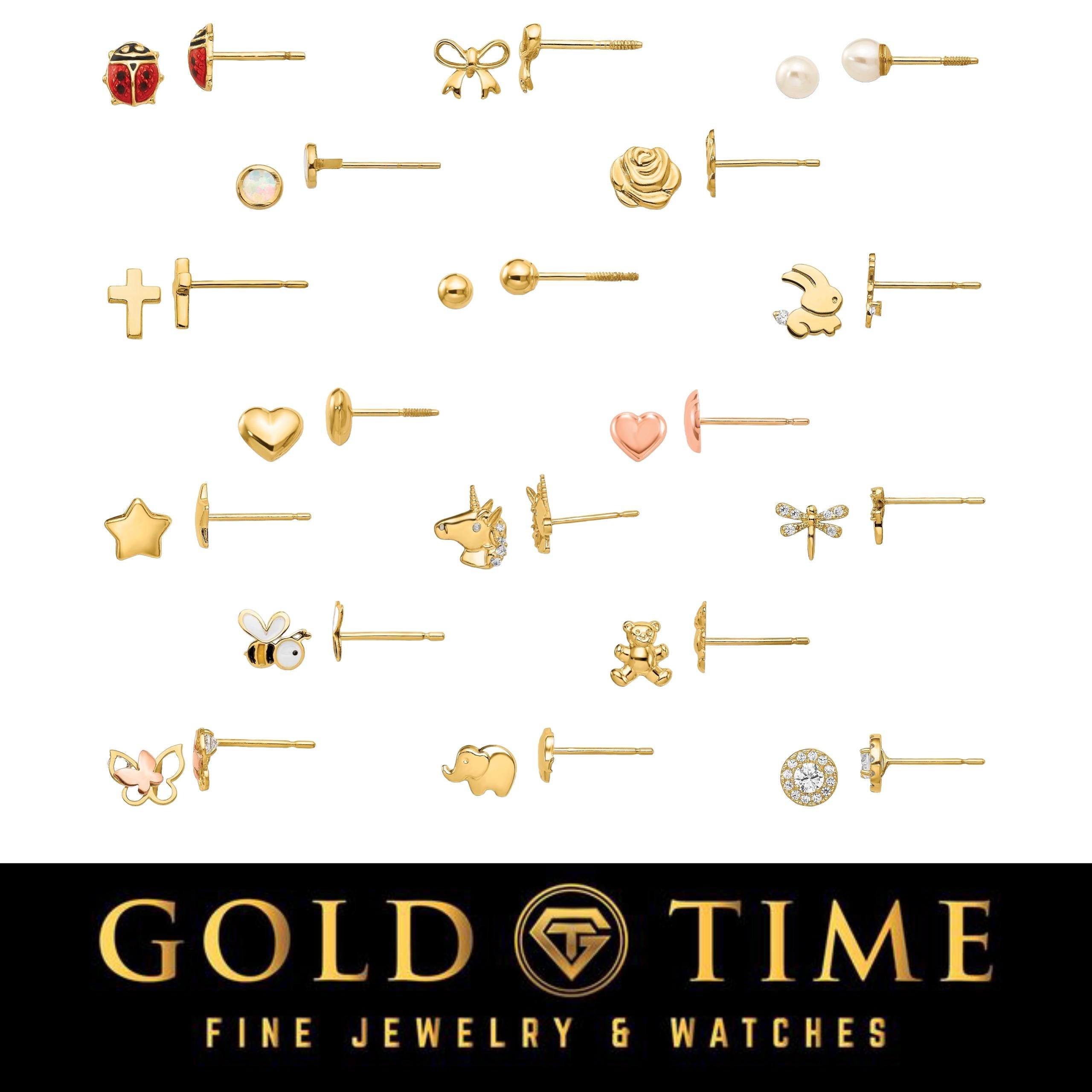 14K Yellow Gold Childrens Stud Earrings