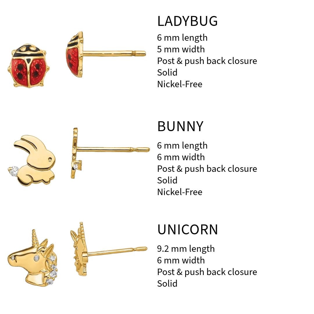 14K Yellow Gold Childrens Stud Earrings