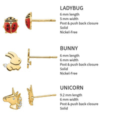 14K Yellow Gold Childrens Stud Earrings