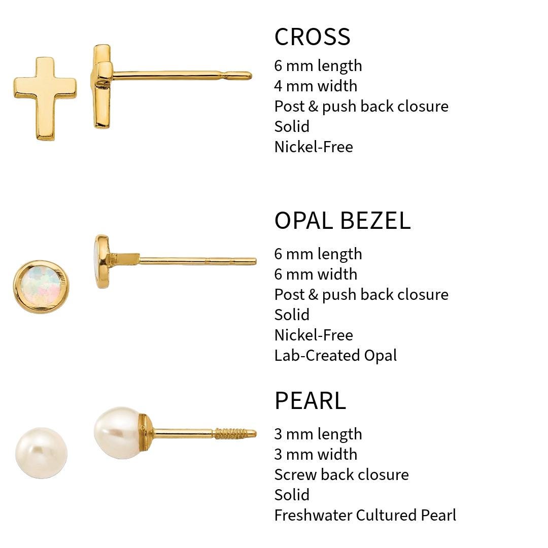 14K Yellow Gold Childrens Stud Earrings