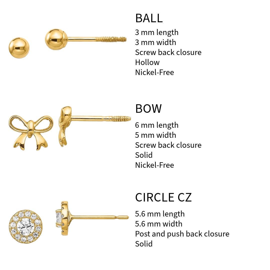 14K Yellow Gold Childrens Stud Earrings
