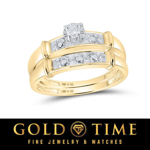 Close view of the gold plated trio set showing the channel set diamonds