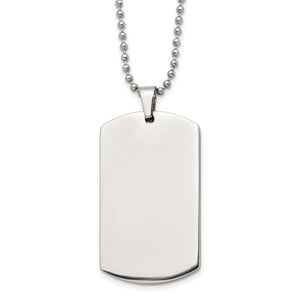 Front view of the blank stainless steel dog tag pendant ready for engraving