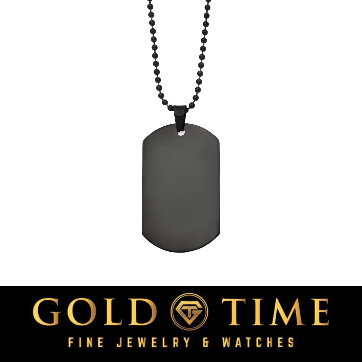 Personalized Black Stainless Steel Dog Tag Necklace  Custom Engraved Pendant, 20" Beaded Chain, Military Style ID Tag, Gift for Him