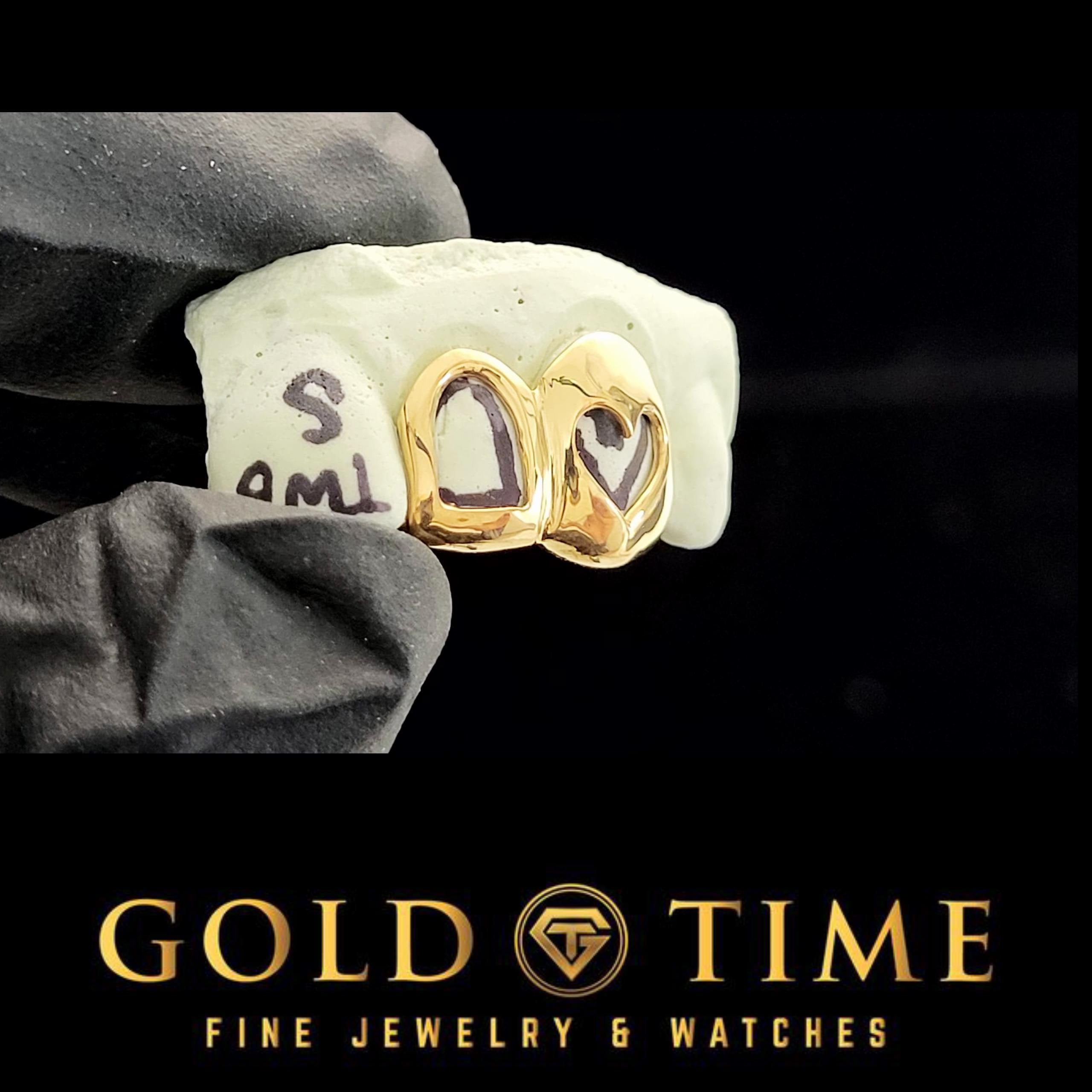 Custom Made to Order Double Caps Grillz - Open Face , Heart Cut Out