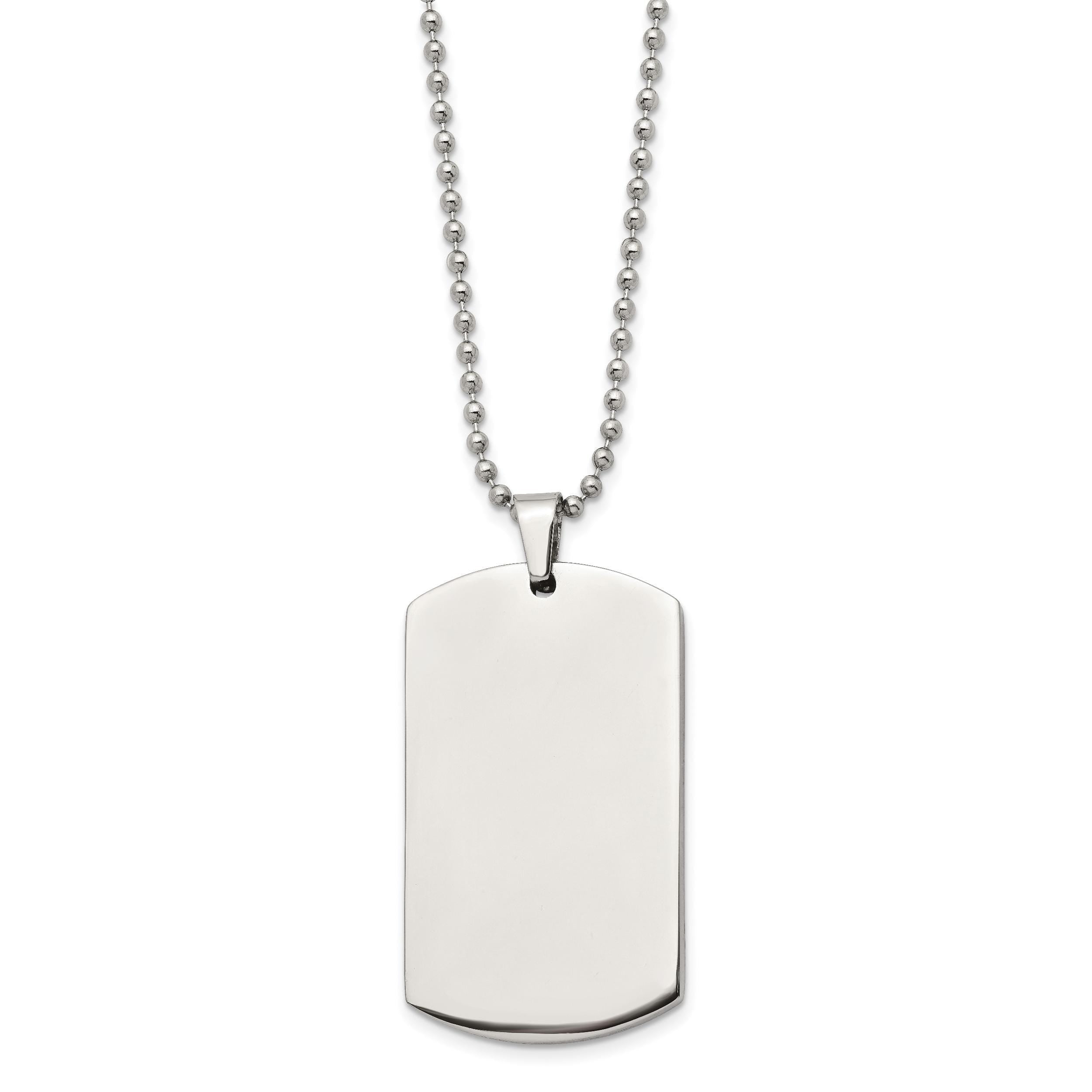 Personalized Stainless Steel Dog Tag Necklace  Custom Engraved Pendant, 24" Chain, Military Style ID Tag, Gift for Him