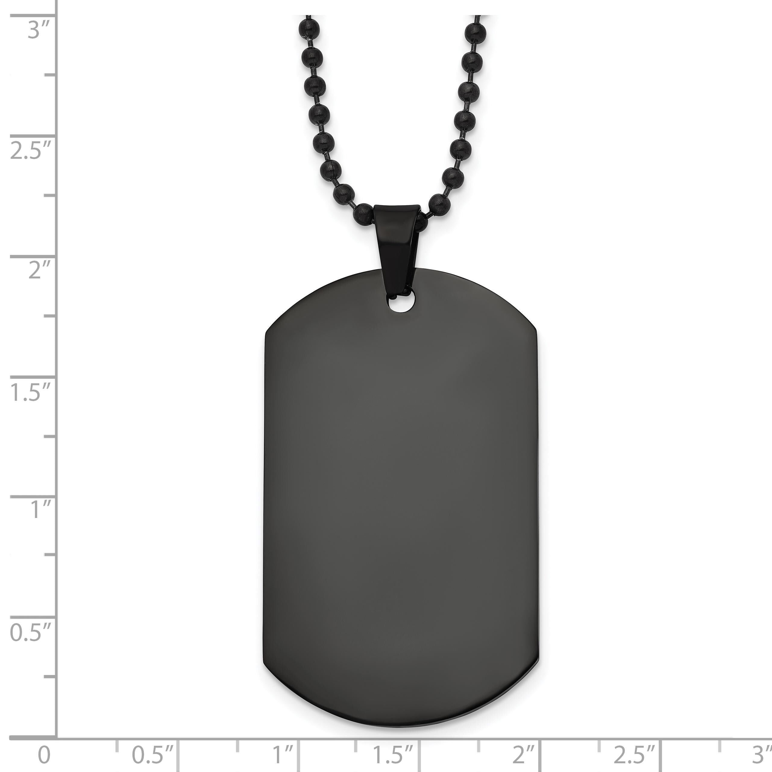 Personalized Black Stainless Steel Dog Tag Necklace  Custom Engraved Pendant, 20" Beaded Chain, Military Style ID Tag, Gift for Him