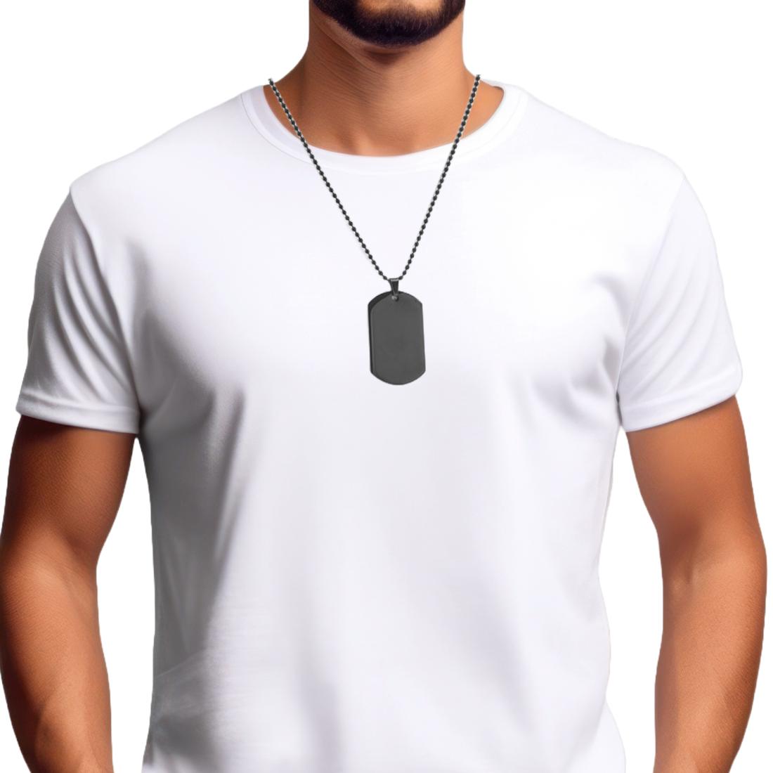 Personalized Black Stainless Steel Dog Tag Necklace  Custom Engraved Pendant, 20" Beaded Chain, Military Style ID Tag, Gift for Him