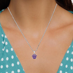 Sterling Silver Cat or Paw Pendant with Natural Gemstones - Amethyst, Citrine, Garnet, Peridot, Topaz - Pet Lover Gift