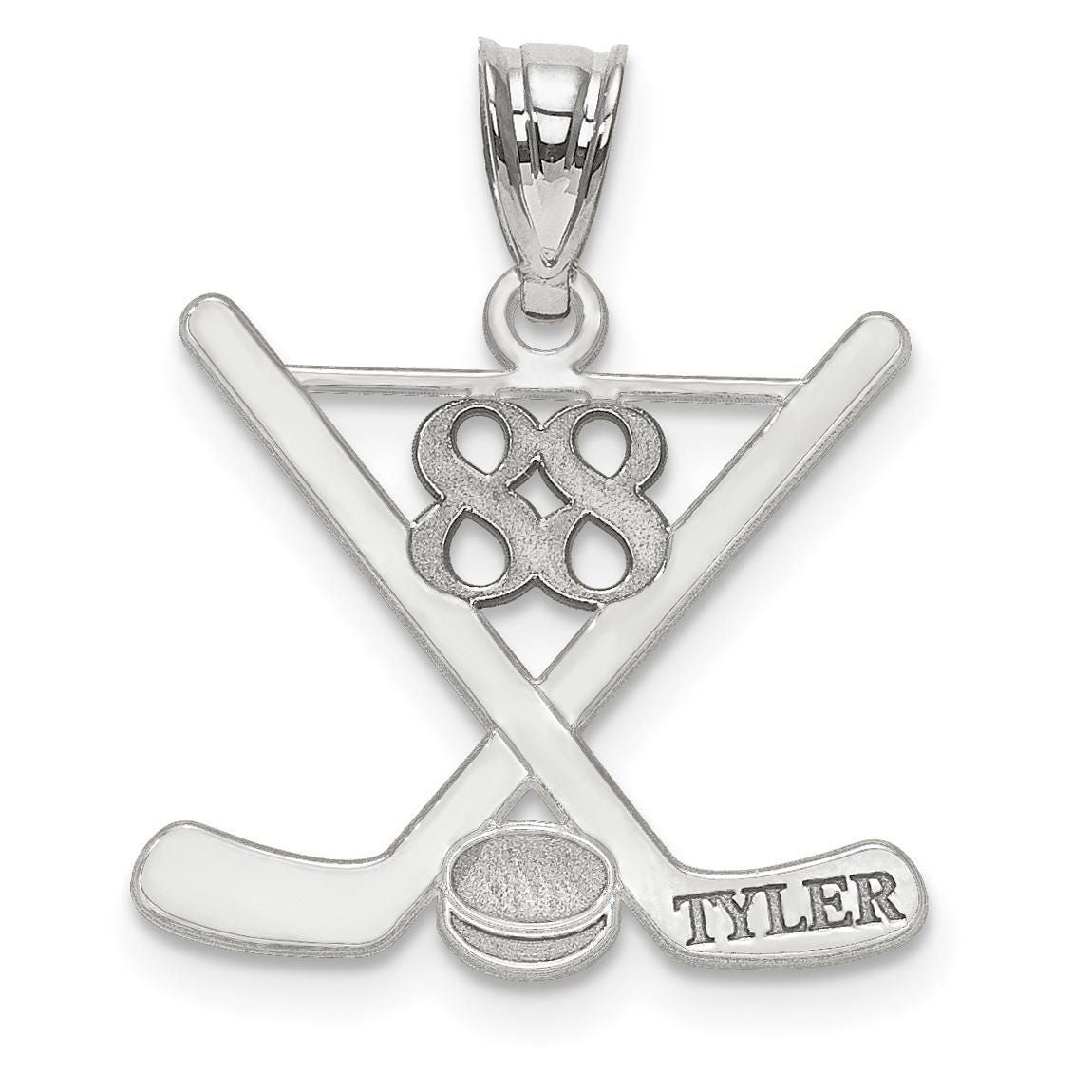 Custom Hockey Pendant: Sterling Silver or Gold, Personalized Name & Number