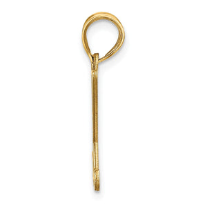 Side profile of the hockey pendant showing its flat body and bail