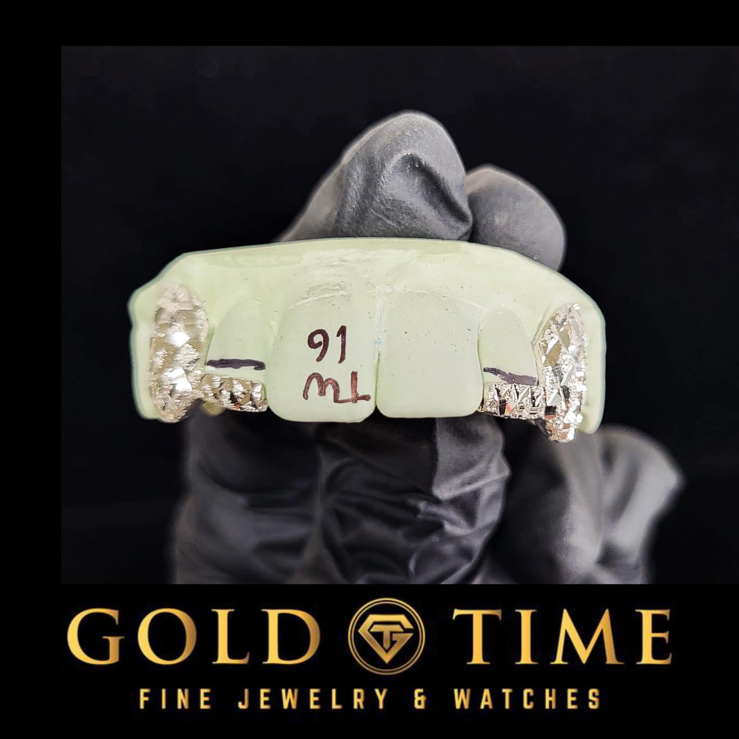 4-Piece Custom Grillz  Trillion Diamond-Cut with Diamond Dust Canines & Incisor Tips