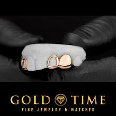 4-Piece Custom Grillz Set  Open Face Incisors & Solid Canines  10K or 14K Gold, Silver  Handmade Grill  Impression Kit Included