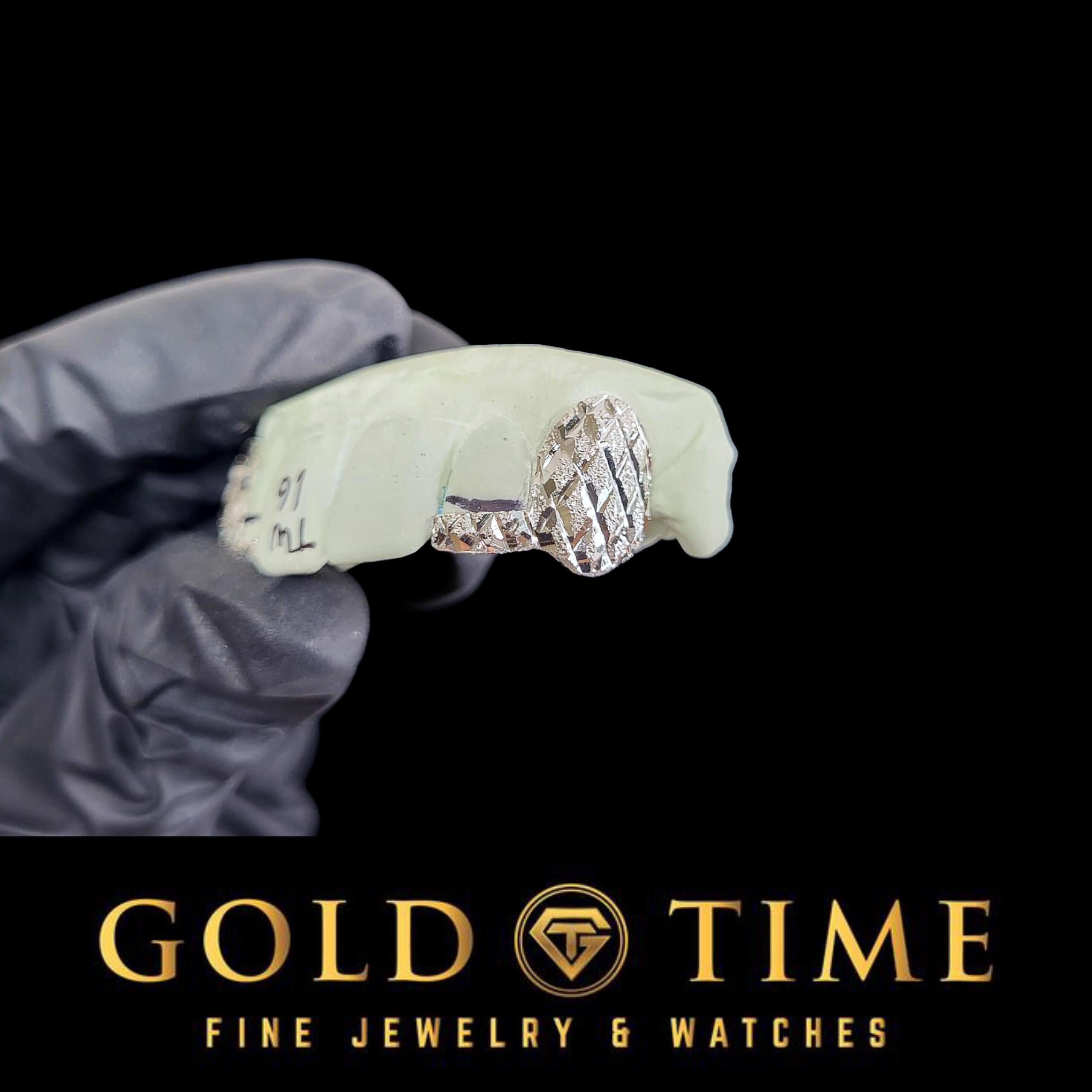 4-Piece Custom Grillz  Trillion Diamond-Cut with Diamond Dust Canines & Incisor Tips