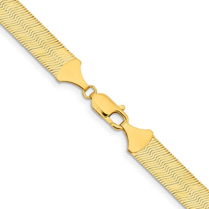 Lobster clasp and end caps on a 10mm gold herringbone chain