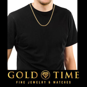 Man in a black t-shirt wearing a yellow gold 3.5mm Miami Cuban chain necklace