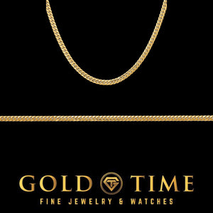 Yellow gold 3.5mm Miami Cuban necklace and bracelet displayed together on black with the Gold Time logo