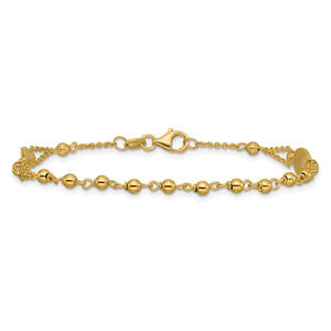 14K gold rosary bracelet with diamond-cut beads and lobster clasp
