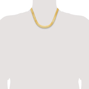 10mm gold herringbone chain shown on a neck form