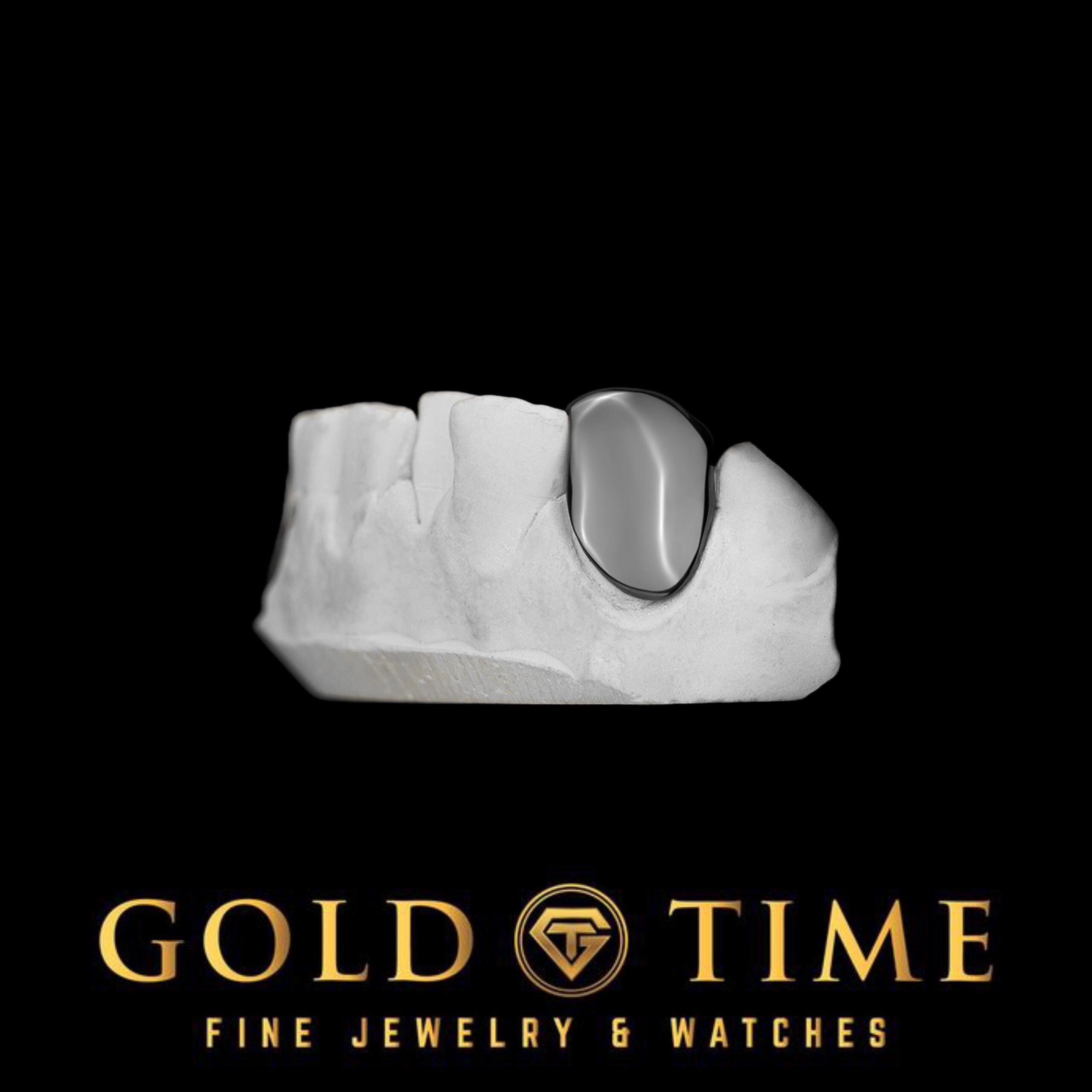 Custom 2-Piece Solid Black Canine Grillz  Black Rhodium Silver or Gold  Handmade with Mold Kit  Gold Time Killeen