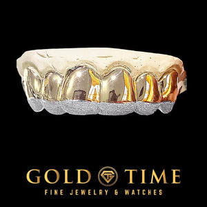 Solid grillz set with frosted diamond dust tips
