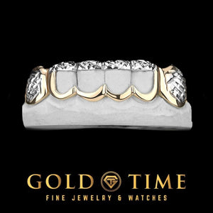 Two-tone trillion box canine window tip grillz