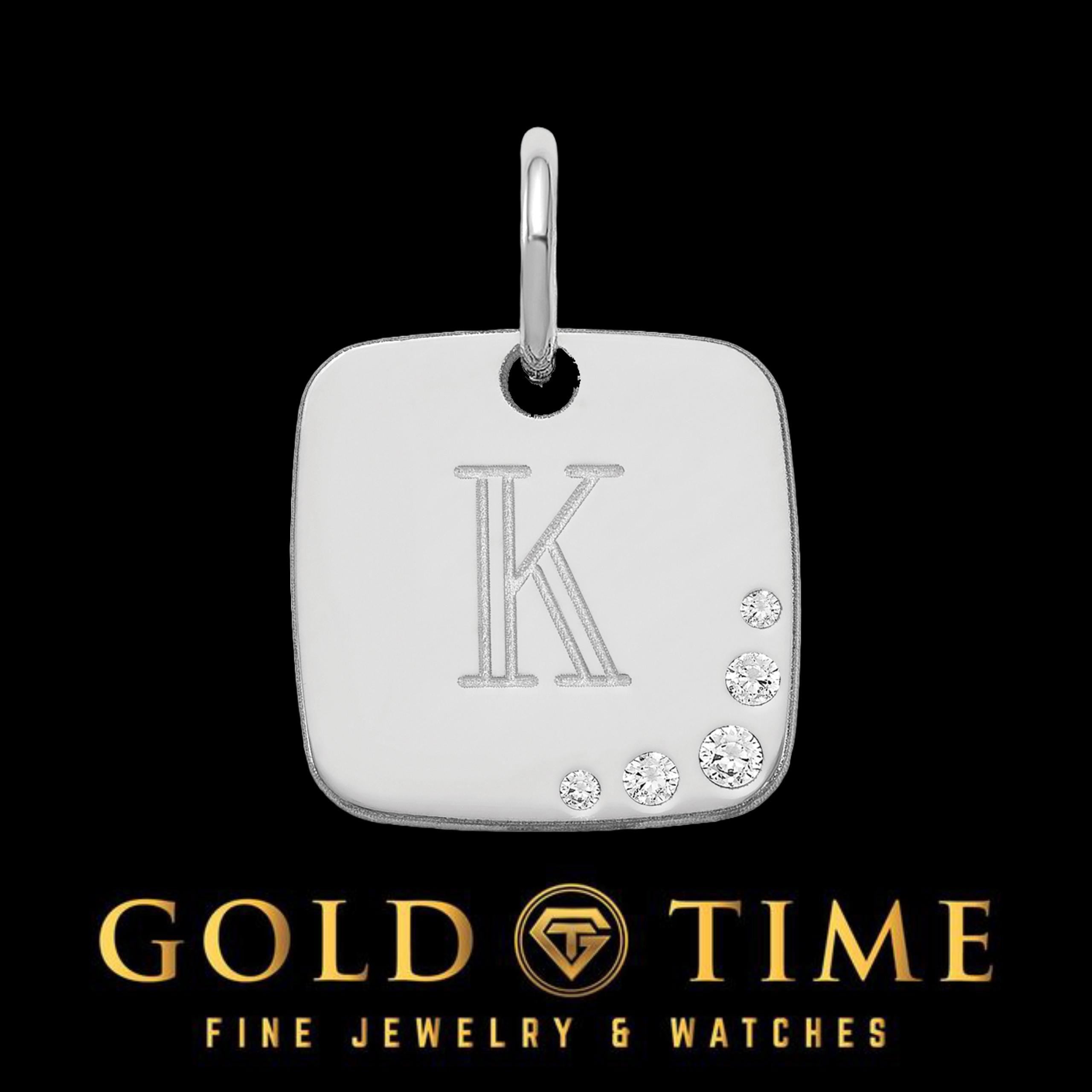 Custom Diamond Initial Pendant Charm  Cushion Letter Charm in Silver or Gold  Personalized Jewelry Gift, .02 CTTW, Dainty Design