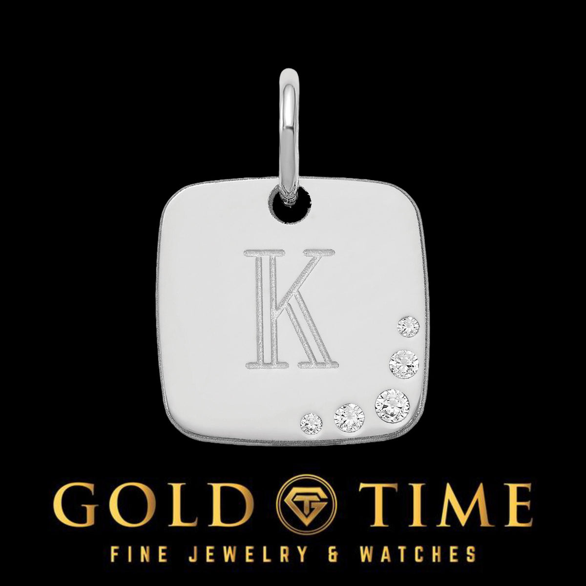 Custom Diamond Initial Pendant Charm  Cushion Letter Charm in Silver or Gold  Personalized Jewelry Gift, .02 CTTW, Dainty Design