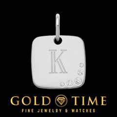 Custom Diamond Initial Pendant Charm  Cushion Letter Charm in Silver or Gold  Personalized Jewelry Gift, .02 CTTW, Dainty Design