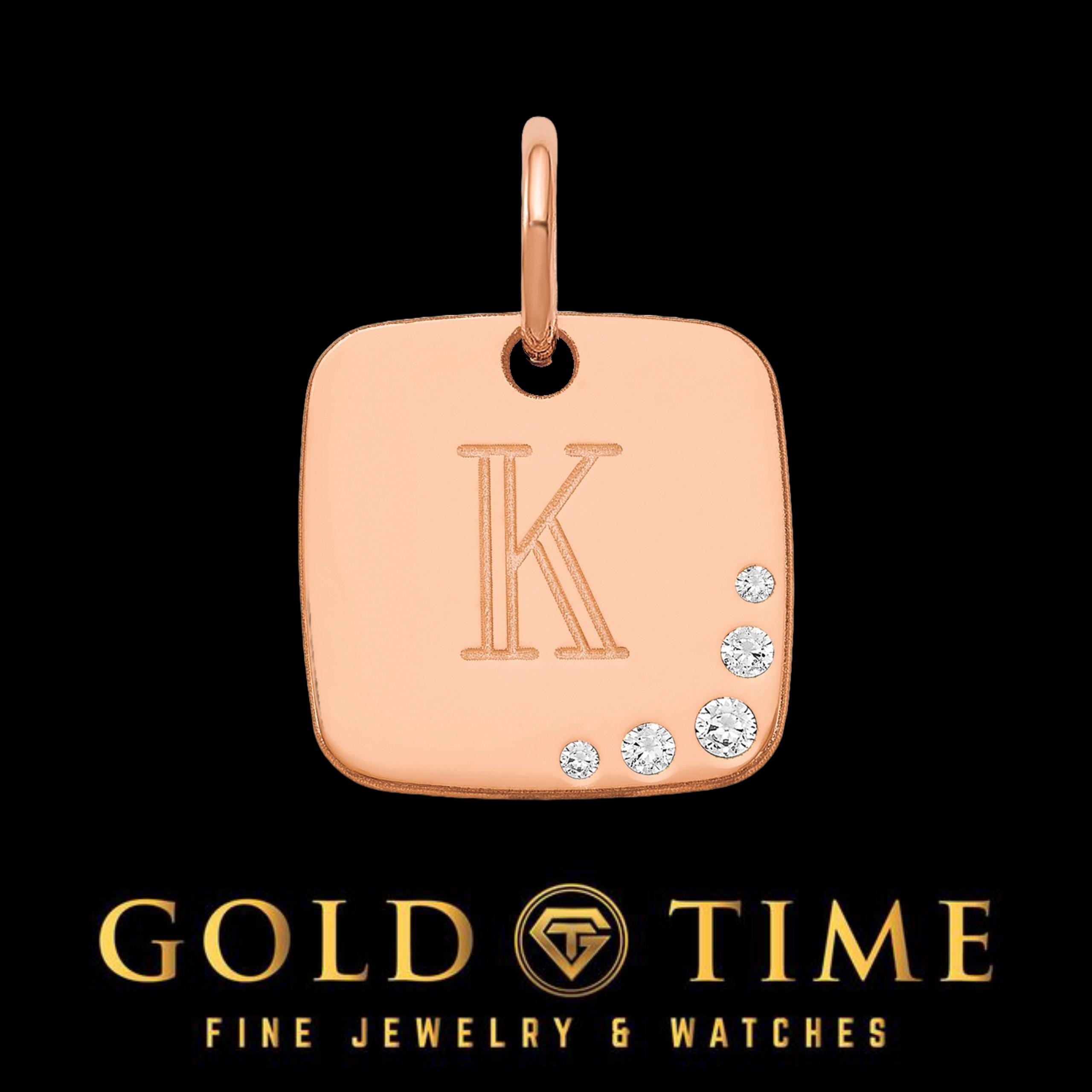 Custom Diamond Initial Pendant Charm  Cushion Letter Charm in Silver or Gold  Personalized Jewelry Gift, .02 CTTW, Dainty Design