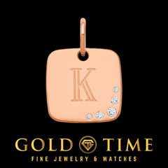 Custom Diamond Initial Pendant Charm  Cushion Letter Charm in Silver or Gold  Personalized Jewelry Gift, .02 CTTW, Dainty Design