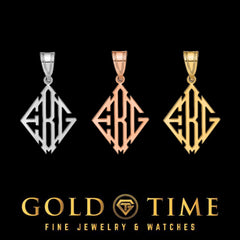 Custom Personalized Diamond Monogram Pendant  Sterling Silver or Solid Gold, 3 Initials