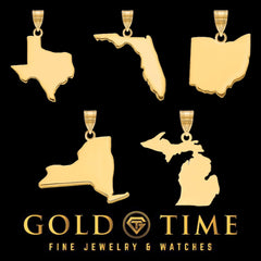 Custom Personalized State Charm Pendant - Silver or 14k Gold