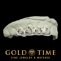 4-Piece Custom Grillz with 3D Wave Design  Silver or Gold Teeth Set  Handmade & Customizable with Impression Kit Included