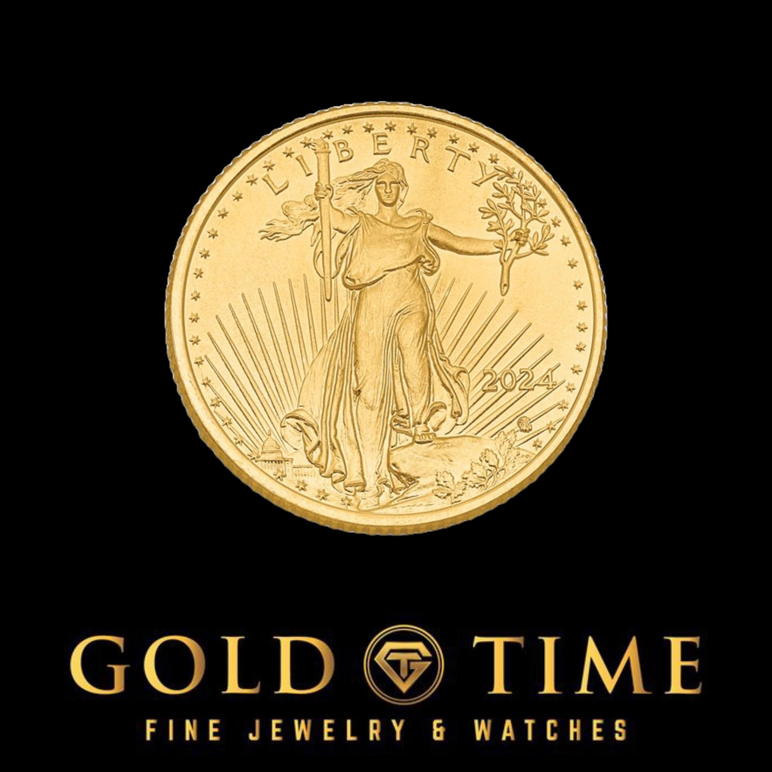 1/4 oz Gold American Eagle Coin Pendant in 14k Gold  Custom Bezel Options  Rope Edge, Screw Top, or Natural VS Diamond Frame