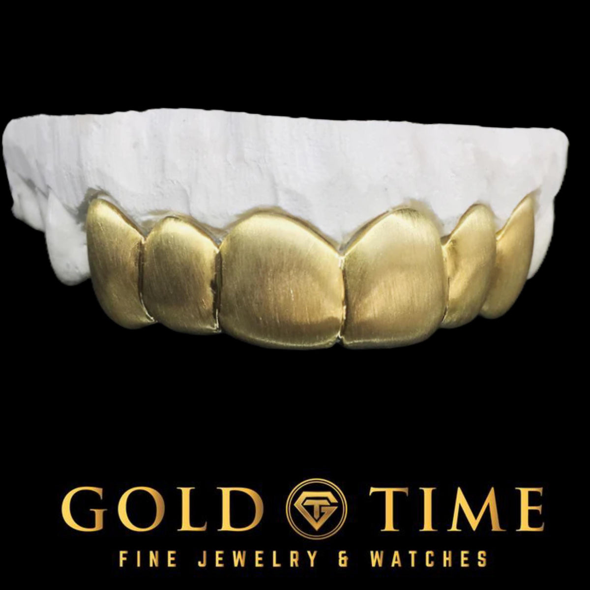 6 Piece Custom Satin Finish Grillz  Solid Gold, Sterling Silver, or Plated  Includes Impression Kit  Handmade by Gold Time