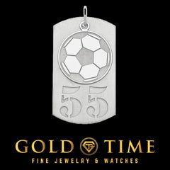 Custom Soccer Jersey Number Dog Tag: Sterling Silver or Gold Plated