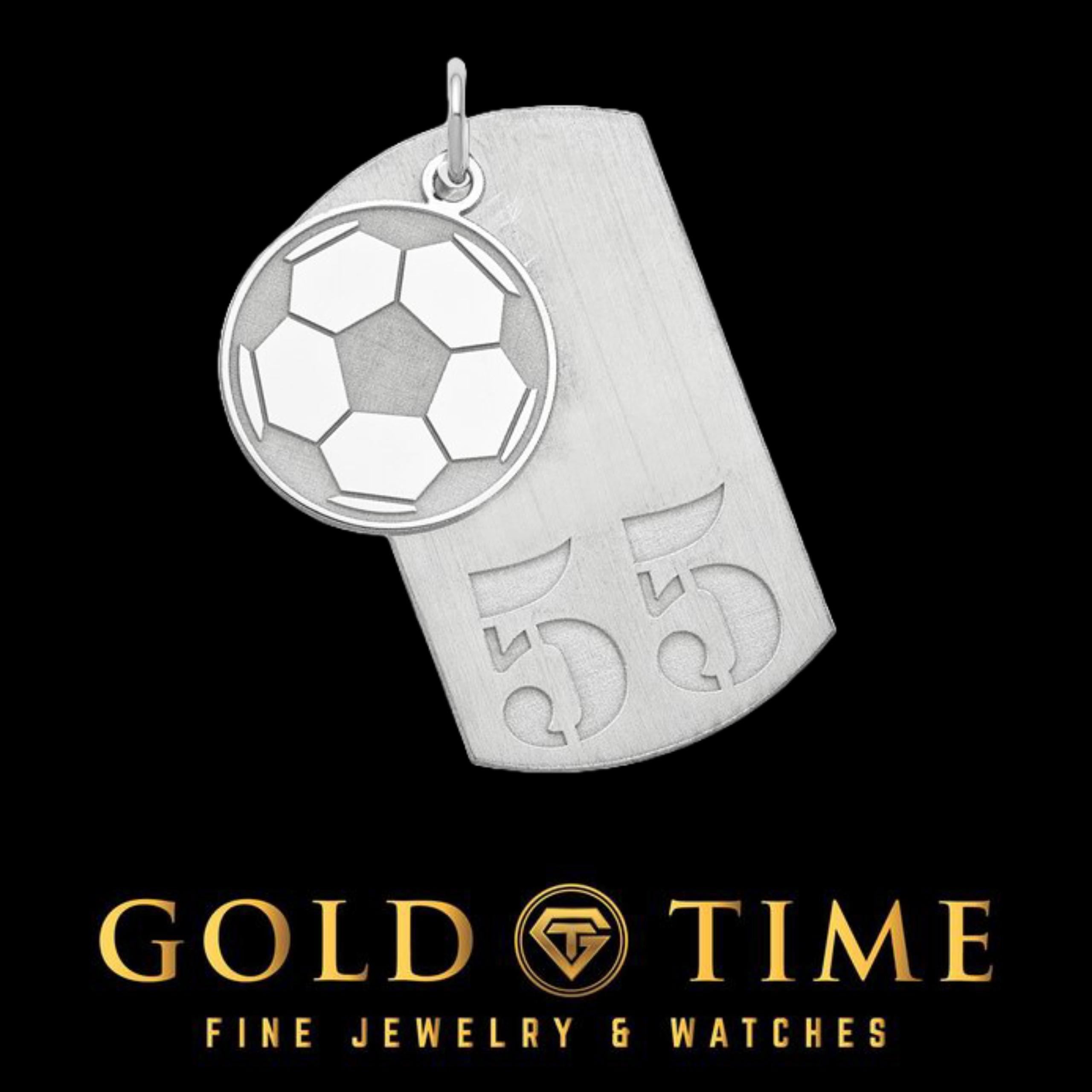 Custom Soccer Jersey Number Dog Tag: Sterling Silver or Gold Plated