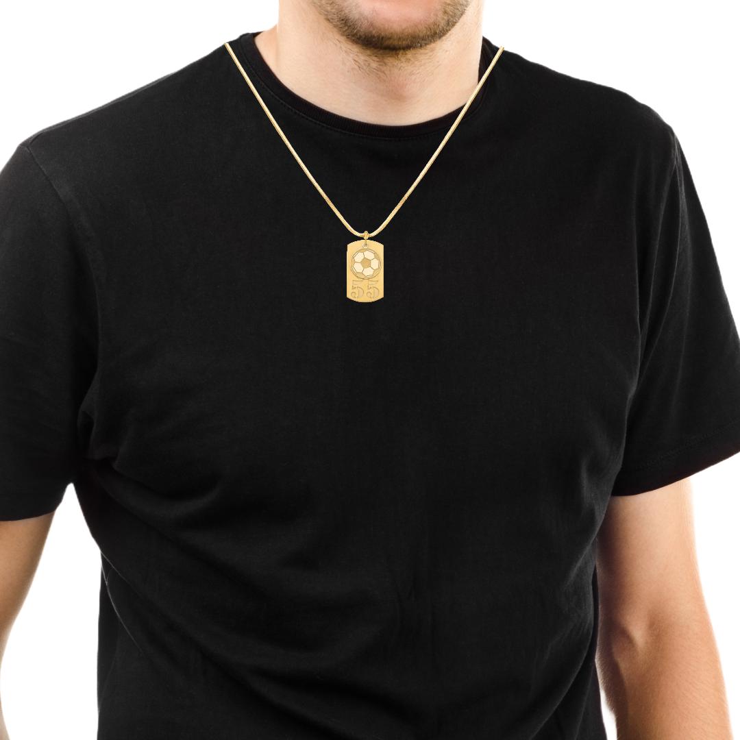 Custom Soccer Jersey Number Dog Tag: Sterling Silver or Gold Plated