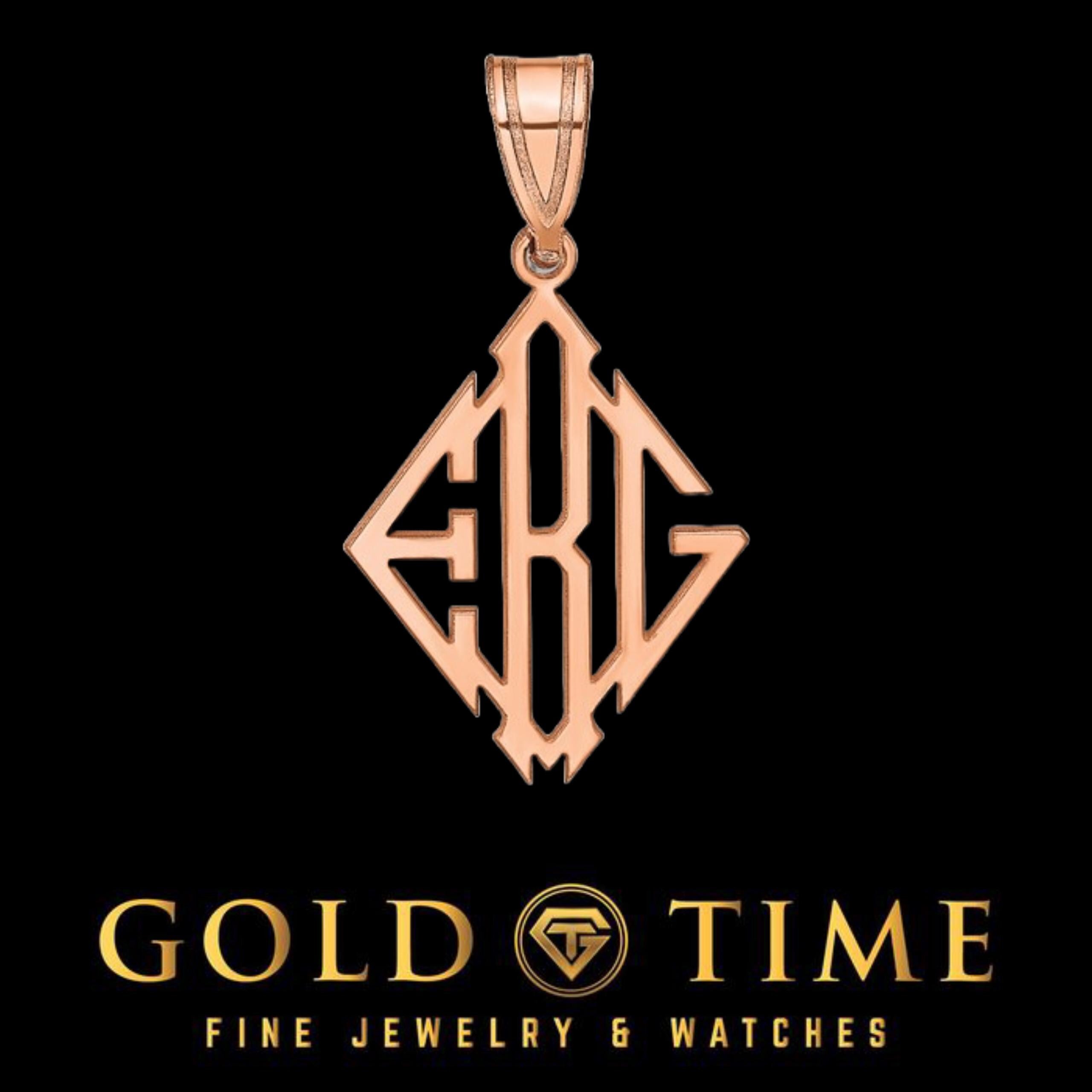 Custom Personalized Diamond Monogram Pendant  Sterling Silver or Solid Gold, 3 Initials