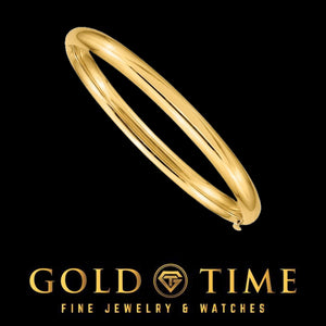 14k yellow gold hinged baby bangle with a polished high-shine finish