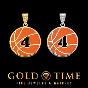 Custom basketball number pendant with orange enamel finish