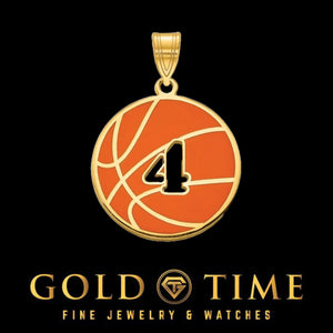 Basketball number pendant shown in 14K gold