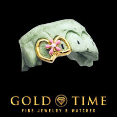 Custom Flower Open Face Grillz  Double Cap Fang & Gap Design  Enamel Detail  10k 14k Gold or Silver  Includes Impression Kit